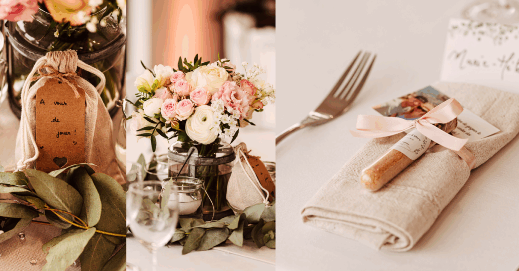 Décoration de mariage doux et épuré